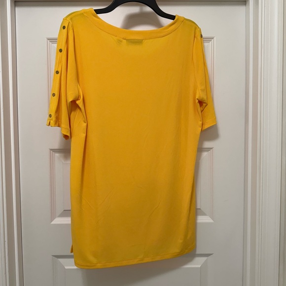 Susan Graver Yellow Liquid Knit Elbow Sleeve Tunic Top - Picture 2 of 5